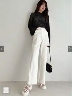 GRL メッシュ編みクロップド丈ニットトップス