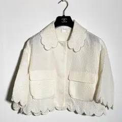 25ss ヨリ　yori クロシェニットジャケット　ホワイト　38 新品・タグ付き】yori クロシェニットジャケット ホワイト 38 - メルカリ