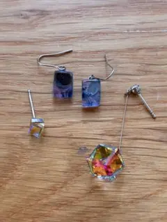 作家物　ガラス　カラフルピアスセット