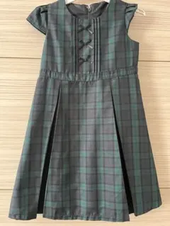 【120】グリーンチェック ワンピース 卒園式/入学式