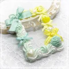 トレカケースデコホイップデコB8 量産ガーリー 緑 黄色 白 スイーツ リボン