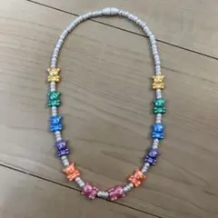 カラフルクマ型ビーズネックレス