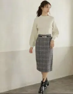 INGNI ナロースカート　グレンチェック ロング丈　Iライン　タイトスカート