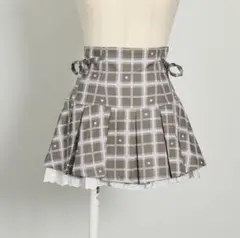 piumハートチェックプリーツミニスカート