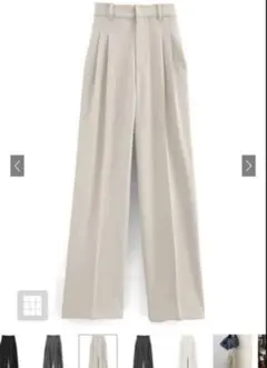GRL タックセンタープレスストレートワイドパンツ[ai36] アイボリー S