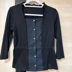 Paul STUART 黒切り替えトップス　縫い付けありのサムネイル