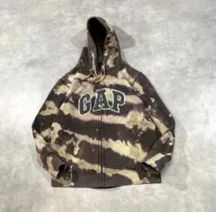 鬼フェード　ブリーチ加工　GAP ギャップ　アーチロゴ　ジップパーカー