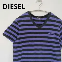 DIESEL ディーゼル Vネック ボーダー カットソー ワンポイントロゴ
