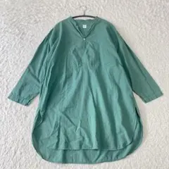 grin グリン　コットンリネン　チュニックブラウス　グリーン系　日本製　2