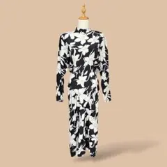 F*】様 ヴィンテージ花柄ロングワンピースドルマンスリーブ総柄海外レトロ90sU