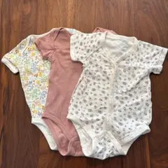 美品‼️ベビー肌着セット 花柄・ピンク・ホワイト　3枚セット