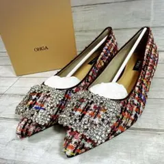 新品未使用 OHGA パンプス 22cm 2022AW ツイード ビジュー
