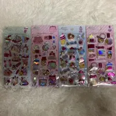 【4枚セット】ぷっくりホログラムシール 韓国風 キラキラ 立体デコ