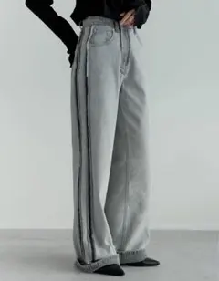 Re:EDIT 新品未使用　ワイドストレートリバースデニムパンツ　Lサイズのサムネイル