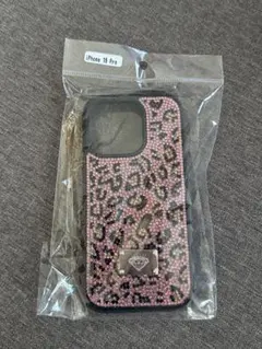 iPhone 16 Pro ケース ヒョウ柄 ラインストーン