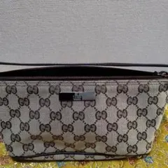 ヴィンテージ　GUCCI キャンバスミニバッグ　ポーチ　GGパターン ショルダー