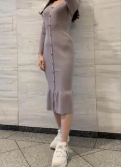 SNIDEL フロントボタンニットワンピース