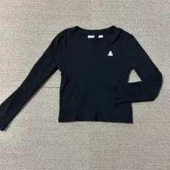 GAP リブ クルーネック 長袖 黒