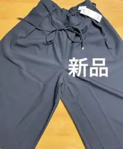 any sis 新品ネイビー系ガウチョパンツ　ウエストリボン付き　ウエスト後ゴム