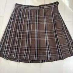 ブラウンチェックプリーツスカートとネクタイセット
