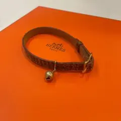 送料無料 HERMES 猫用首輪 コリエ プール シャ リザード ブラウン