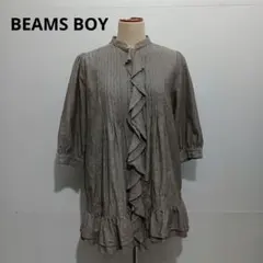 BEAMS BOY ビームスボーイ バンドカラー切替ギャザーシャツワンピースのサムネイル