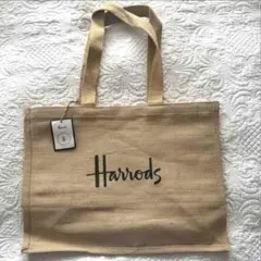 【未使用】Harrods ジュート トートバック 麻 本店限定