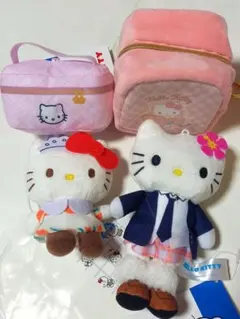 ハローキティ　マスコット　ぬいぐるみ　ポーチ　４個セットのサムネイル