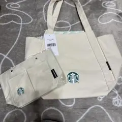 スターバックス トートバッグ&バックインバック　 アイボリー　福袋2025