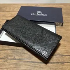 未使用　デッドストック　＊バーバリー＊　メンズ　長財布　黒のサムネイル