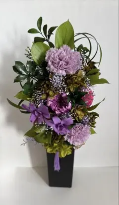 豪華大きめ高さ45センチ プリザーブドフラワー 仏花 1基 花器あり お