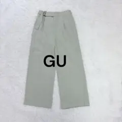 ジーユー♡GU ベルトタックストレートパンツ L パステルグリーン ウエストゴム