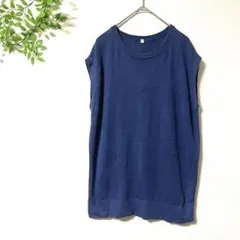 良品計画 クルーネックベスト M リネン100% ノースリーブ