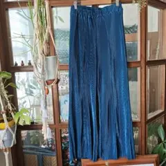 クラシカルエルフ　綺麗な青のプリーツワイドパンツ　L