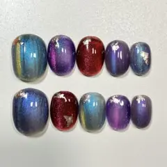 〔現品〕ネイルチップ　マグネットネイル　パープルネイル　個性派ネイル　個性的