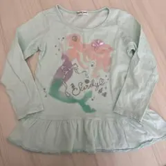 ミントグリーン プリント付き 長袖カットソー 110