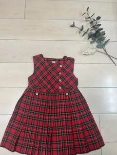 タイムセール◎赤チェック柄　プリーツスカート　110㎝