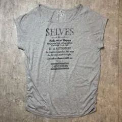 Y2K 英字ロゴTシャツ 半袖 シャーリング 変形 グレー C17