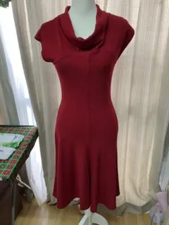 赤 ノースリーブ カシュクールワンピース