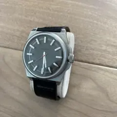 DIESEL アナログ腕時計 ブラックレザー