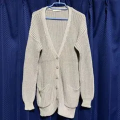 【moussy】ロングカーディガン ベージュ ニット Vネック レディース