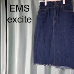 エムズエキサイト デニムスカート ゴム入りウエスト カジュアル アウトドア