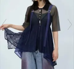HARE レースキャミビスチェ 紺 ネイビー ブルー 青 ダブルジップのサムネイル