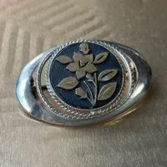 アンティークブローチ　レトロ　シルバー　ブラック　ノルスタジック