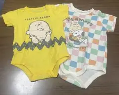 70cm チャーリーブラウン スヌーピー ロンパース 2枚セット