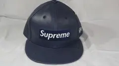 Supreme Leather box logo neweraキャップ