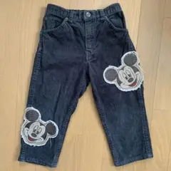 ミッキー　刺繍　ズボン　95センチ　コーデュロイ　緑