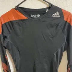 adidas techfit コンプレッションシャツ 黒/オレンジ　【M】