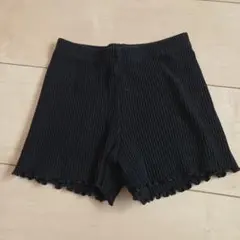 黒パン黒いリブ編みハーフパンツ 110サイズ