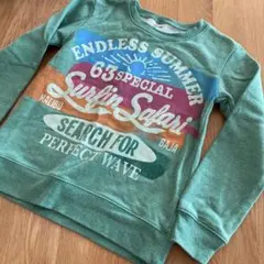 グリーン　緑　スウェット　トレーナー　裏起毛　男の子　女の子　バックプリントロゴ